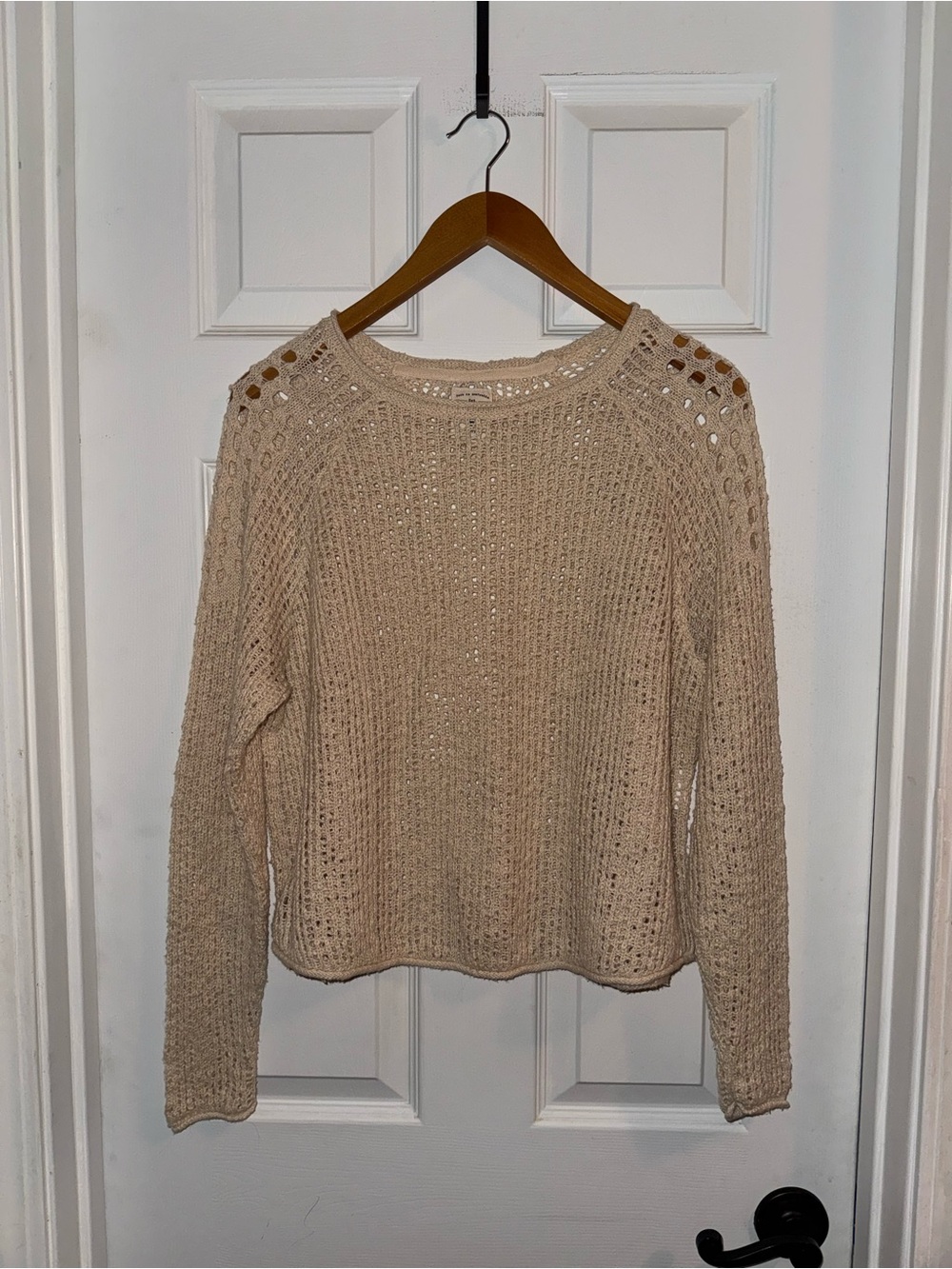 Billabong Open-Knit Scoop-Neck Sweater in Beige - Picture 3 of 6